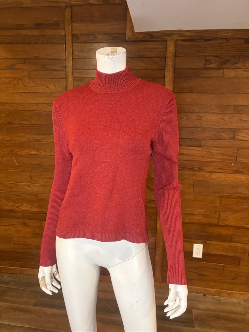 Jessica Rose Red Ribbed Turtleneck Sweater